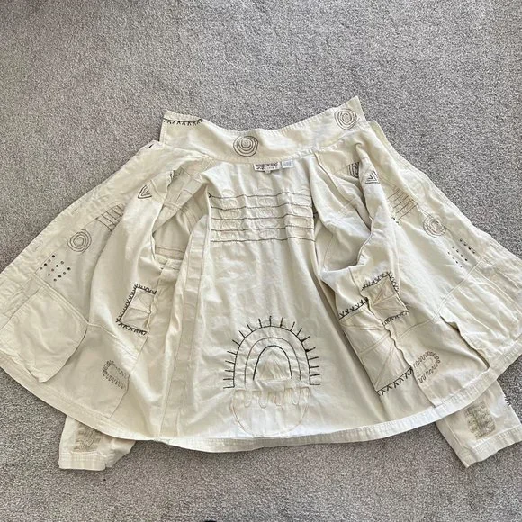 Vintage Brownstone Studio Unique Embroidered Boho Cottage Top w Oyster Buttons - Picture 6 of 13